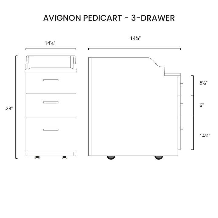 Mayakoba AVIGNON Pedicart - 3-Drawer RTG-NTRLY-126