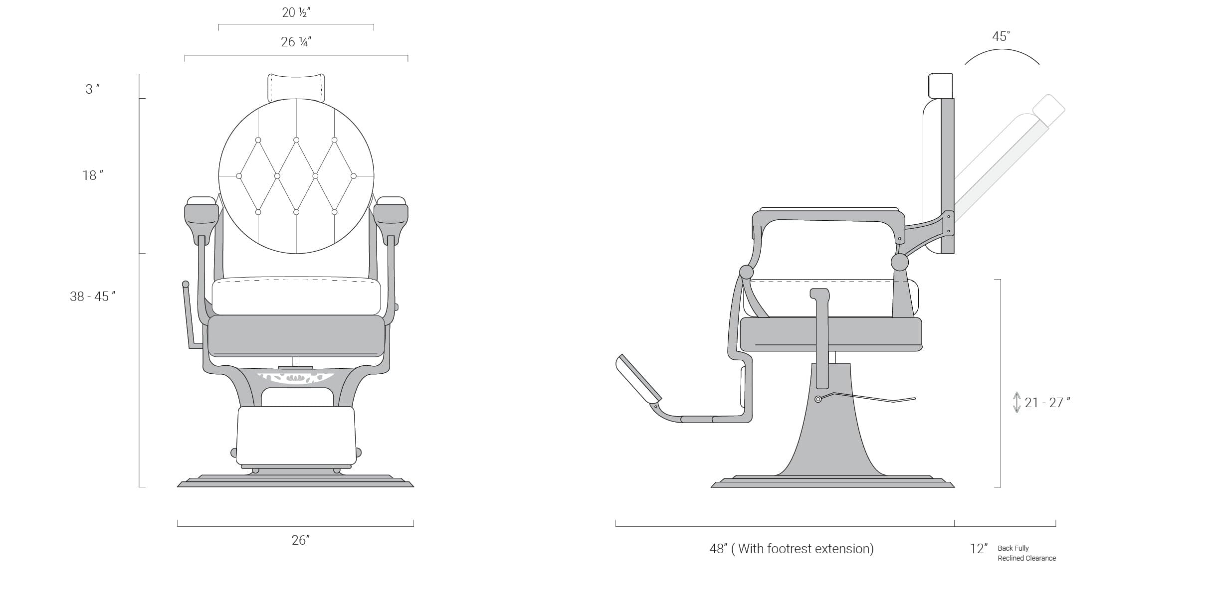 Berkeley TRUMAN Vintage Barber Chair – Black & Gold HON-BBCHR-52024-BLKGLD