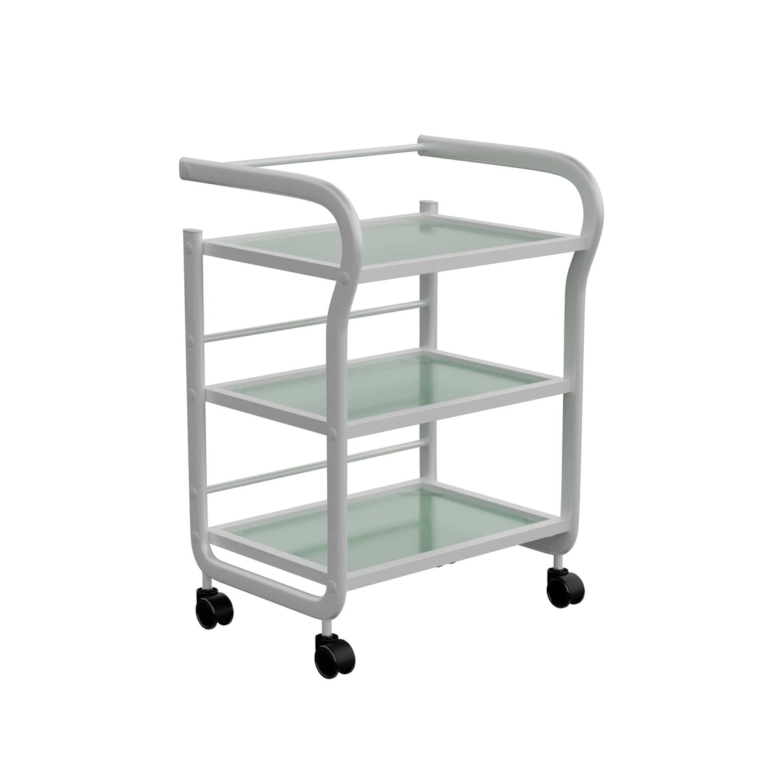 Spa Numa ARCUS Beauty Trolley with 3 Tier Glass Shelves (1013) White FF-SOB-TRLY-1013-WHT