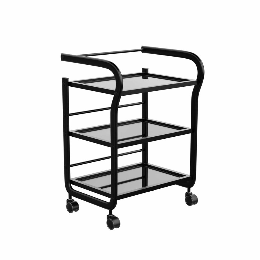 Spa Numa ARCUS Beauty Trolley with 3 Tier Glass Shelves (1013) Black FF-SOB-TRLY-1013-BLK