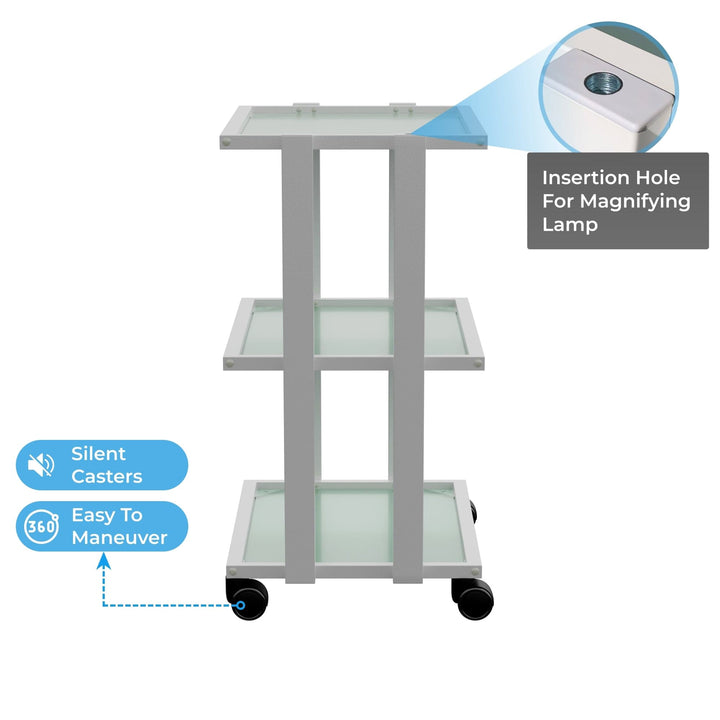 Spa Numa WEET Beauty Trolley with 3 Tier Glass Shelves (1041) FF-SOB-TRLY-1041