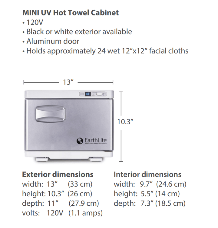 EarthLite UV Hot Towel Cabinet - Mini - New Model!