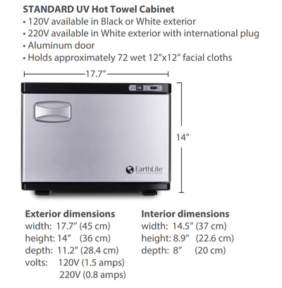 EarthLite UV Hot Towel Cabinet - Standard - New Model!