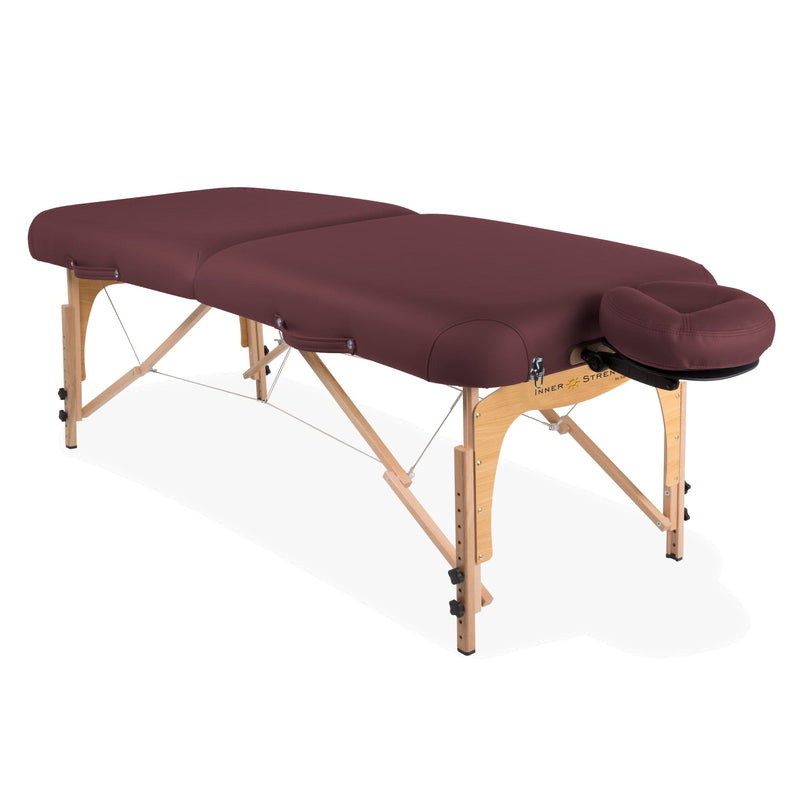 EarthLite Inner Strength E2 Portable Massage Table Package ERL-Nature Touch Burgundy DSP-ERL-FCCHR-E2-BRG