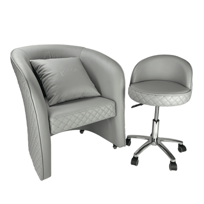 WS Nails Fiori Relax Customer Chairs Light Grey / Customer Chair + Technician Stool FF-WSN-SYCHR-6