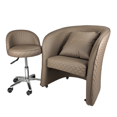 WS Nails Fiori Relax Customer Chairs Brown with Texture / Customer Chair + Technician Stool FF-WSN-SYCHR-3