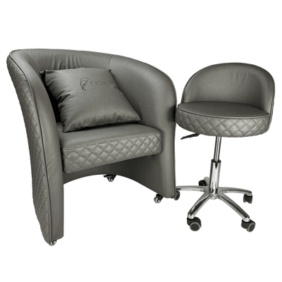 WS Nails Fiori Relax Customer Chairs Grey / Customer Chair + Technician Stool FF-WSN-SYCHR-4