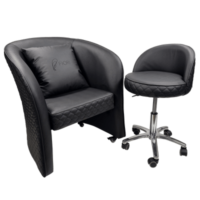 WS Nails Fiori Relax Customer Chairs WSN-Black / Customer Chair + Technician Stool DSP-WSN-SYCHR-1