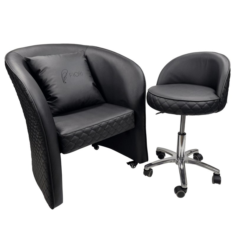 WS Nails Fiori Relax Customer Chairs WSN-Black / Customer Chair + Technician Stool DSP-WSN-SYCHR-1