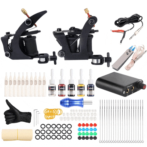 TatArtist 17 PCS Tatarist Complete Tattoo Kit, Including 2 Tattoo Machines, 5 Colors of Ink, and 20 Needles FF-DPI-TTKIT-TB01