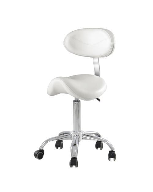 Beauty-Ace Saddle Beauty Salon Swivel Chair with Backrest 9938 White FF-DPI-TCSTL-9938-WHT