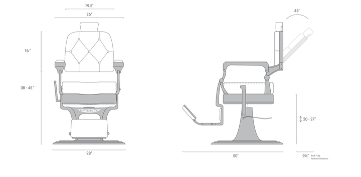 Berkeley Adams Vintage Barber Chair, Reclining Heavy Duty Barber Chair