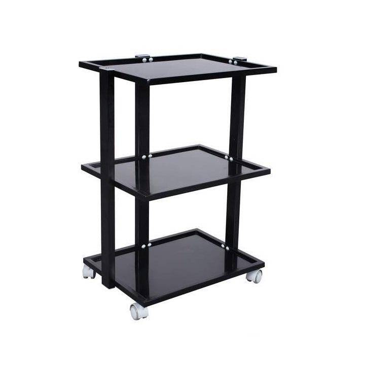 TatArtist Glass Top Beauty Facial Trolley BA6037 Black Trolley w/o Drawer FF-DPI-TRLY-6037-BLK