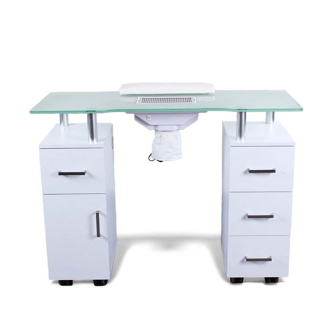 Mayakoba Glasglow Manicure Table With Fan White DPI-NTBL-3488-WH-KIT