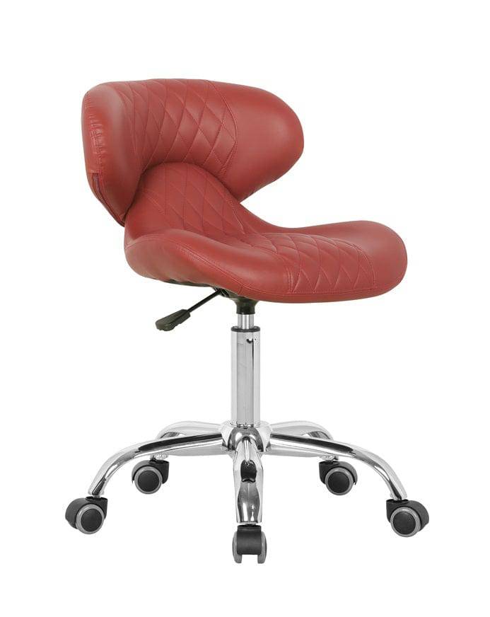 Mayakoba Hugo Salon Pedi & Mani Technician Stool with Diamond Sewing Design Red / Manicure Technician Stool LGR-TCSTL-10712-RED