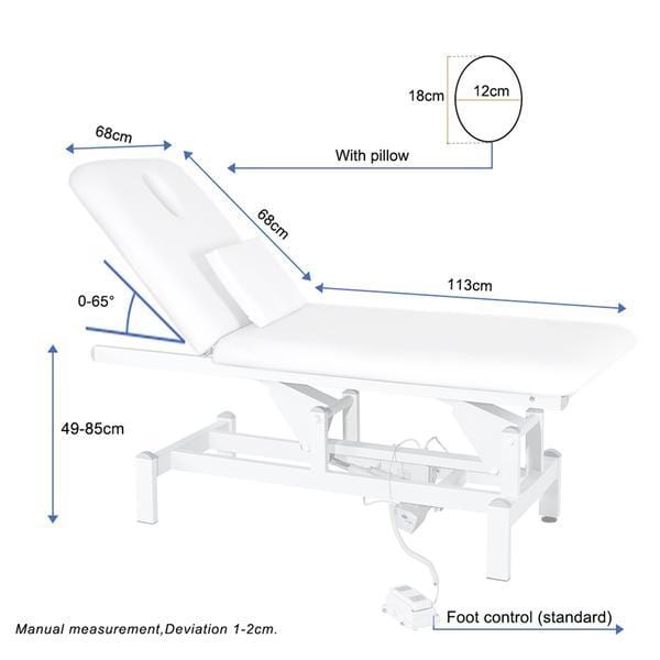 Beauty-Ace 2 Section Adjustable Electric  Beauty Beds/Massage Table with 2 Motors (White) BA8231 FF-DPI-FCCHR-8231-WHT