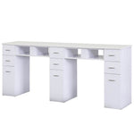 J&A USA J&A Manicure Nail Table - Double White Granite Top White KM FF-JASPA-KM-TABLE-N104-2(DOUBLE)-WHT