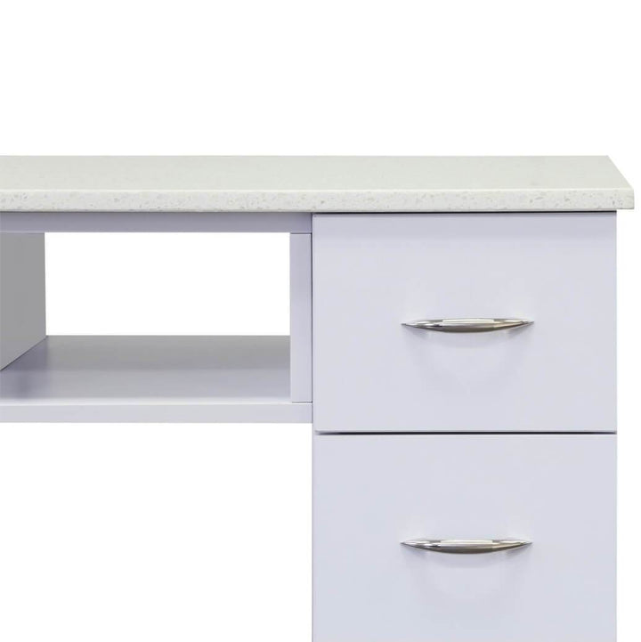 J&A USA J&A Manicure Nail Table - Double White Granite Top