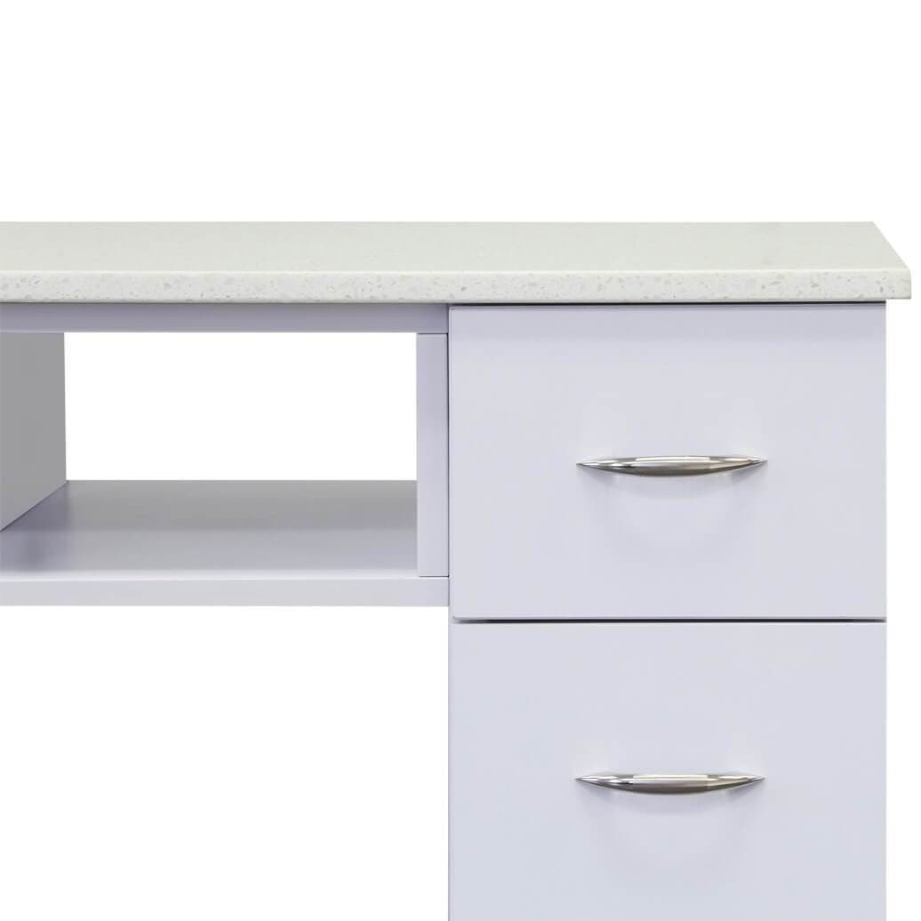 J&A USA J&A Manicure Nail Table - Single White Granite Top