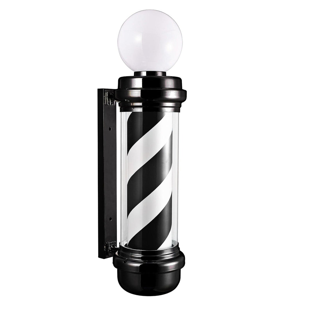 Berkeley 35" Barber Shop Pole With Rotating LED Light (Black and White) MEI-BBP-337-WHTBLK