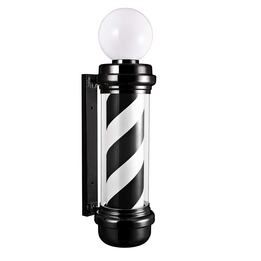 Berkeley 35" Barber Shop Pole With Rotating LED Light (Black and White) MEI-BBP-337-WHTBLK