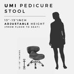 Mayakoba UMI Salon Pedicure Technician Stool, Rolling Seat with Adjustable 13"-15"